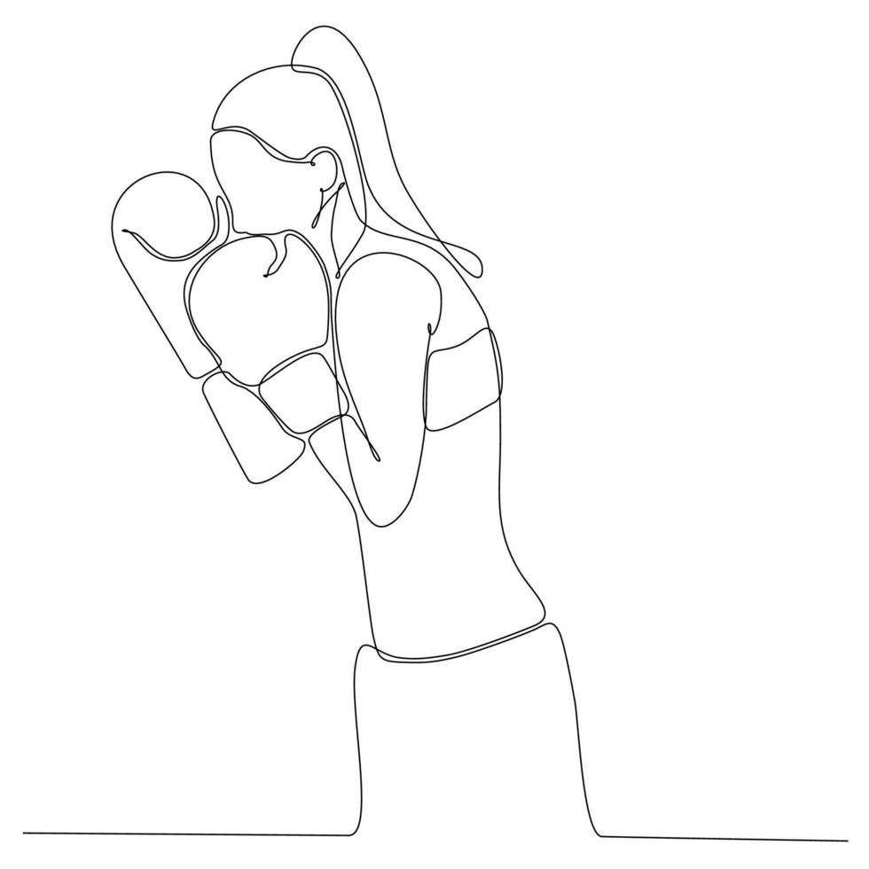 fortlaufende Linienzeichnung der weiblichen Boxsportler-Vektorillustration vektor