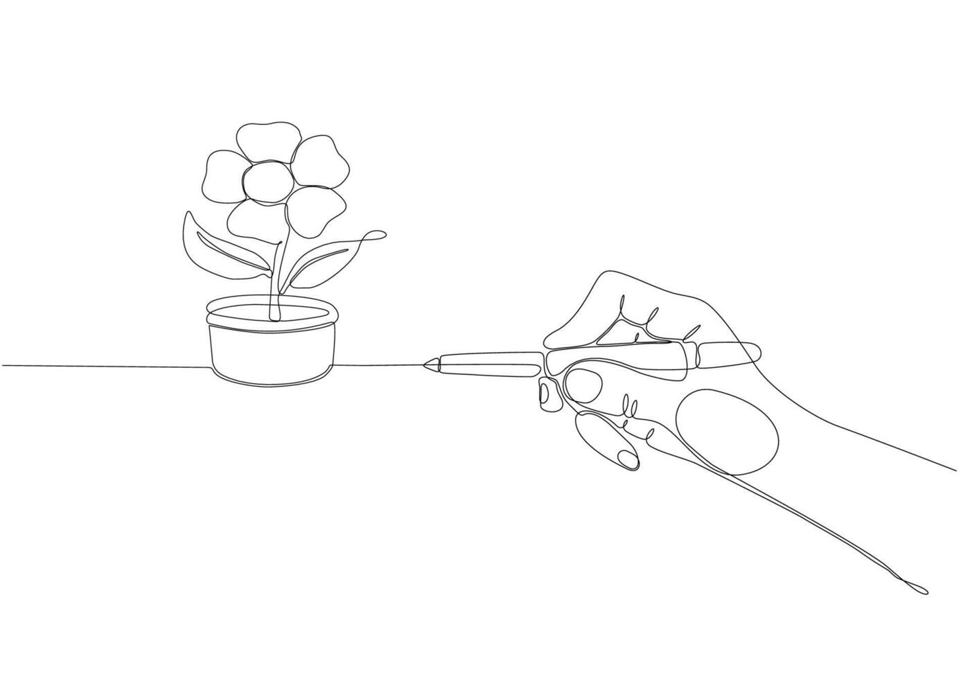 kontinuerlig linje av hand och penna ritning blomma vektorillustration vektor