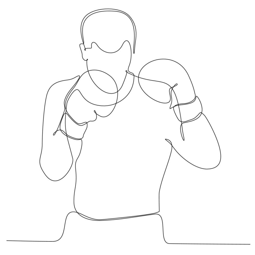 kontinuierliche Linienzeichnung der männlichen Vektorillustration des Boxsportlers vektor