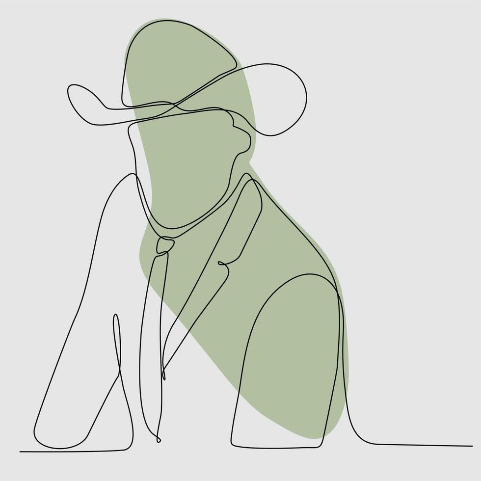 ein durchgehendes Linienporträt eines jungen Mannes mit Hut, Mütze, Baseballmütze. .einzelne handgezeichnete kunstlinie gekritzelumriss isoliert minimale illustration zeichentrickfigur flach vektor