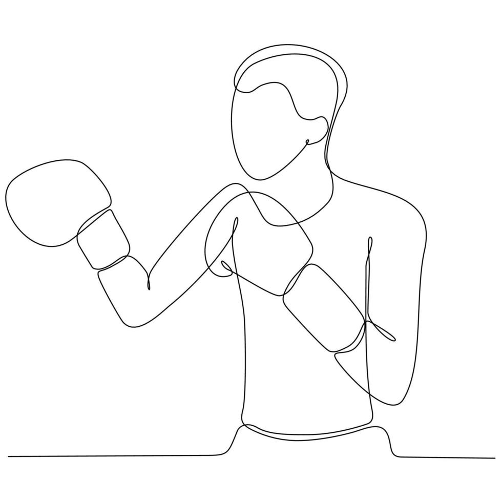 kontinuierliche Linienzeichnung der männlichen Vektorillustration des Boxsportlers vektor