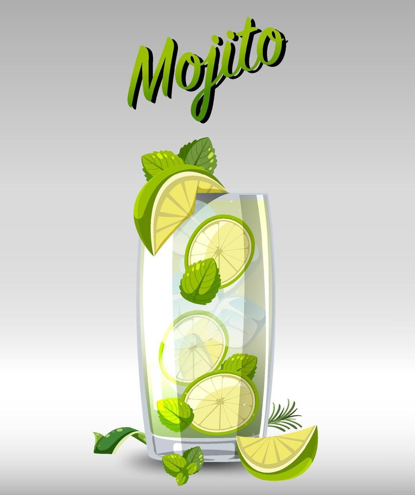 mojito cocktail i glaset vektor