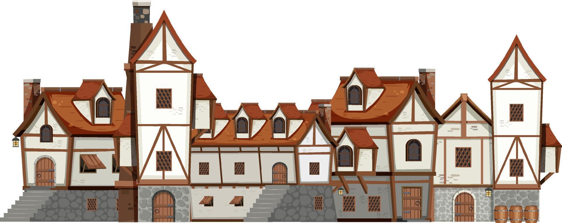 mittelalterliches altes Gebäude auf weißem Hintergrund vektor
