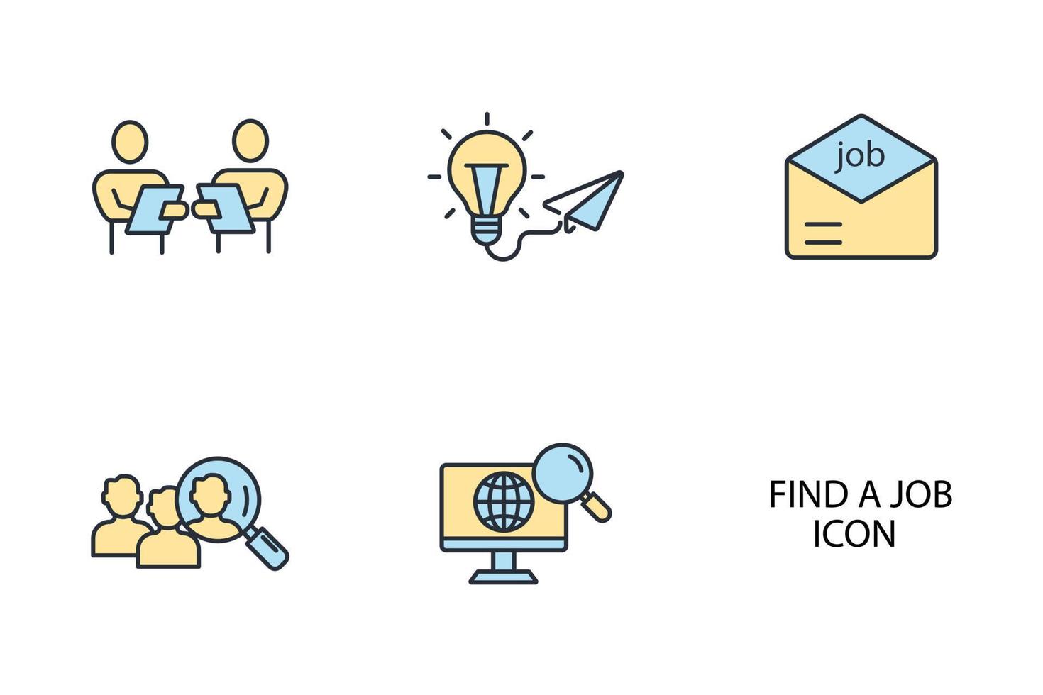 Finden Sie einen Job-Icons-Set. Finden Sie ein Job-Pack-Symbol, Vektorelemente für das Infografik-Web vektor