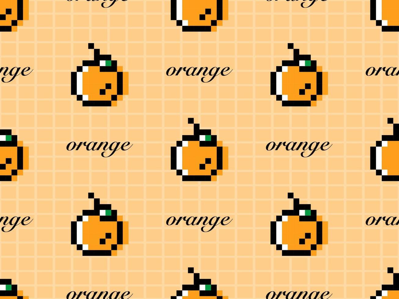 orange seriefigur seamless mönster på gul bakgrund. pixel stil vektor