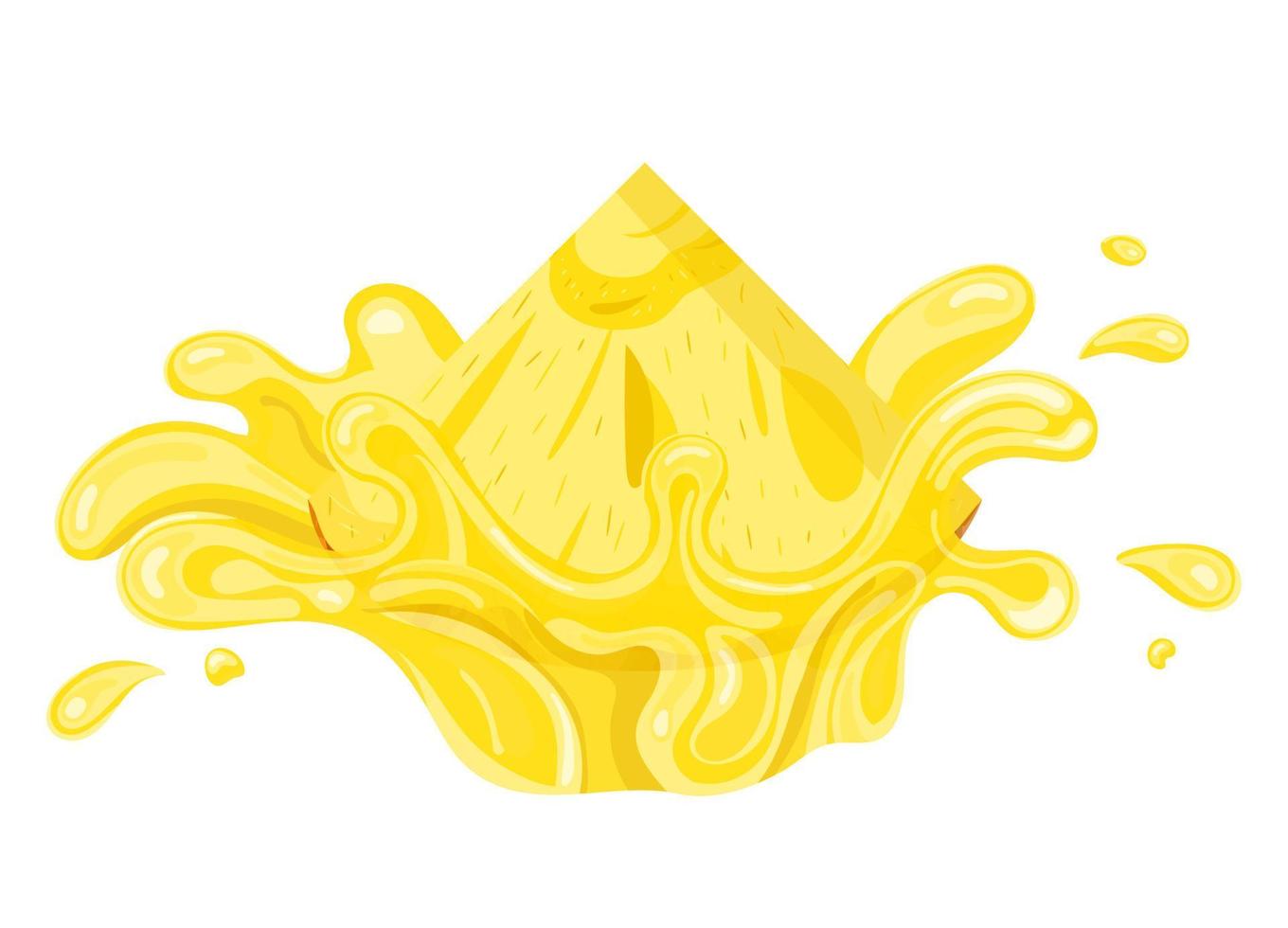 frischer gelber Saft der Ananas Splash Burst isoliert auf weißem Hintergrund. Sommerfruchtsaft. Vektorillustration für jedes Design. vektor