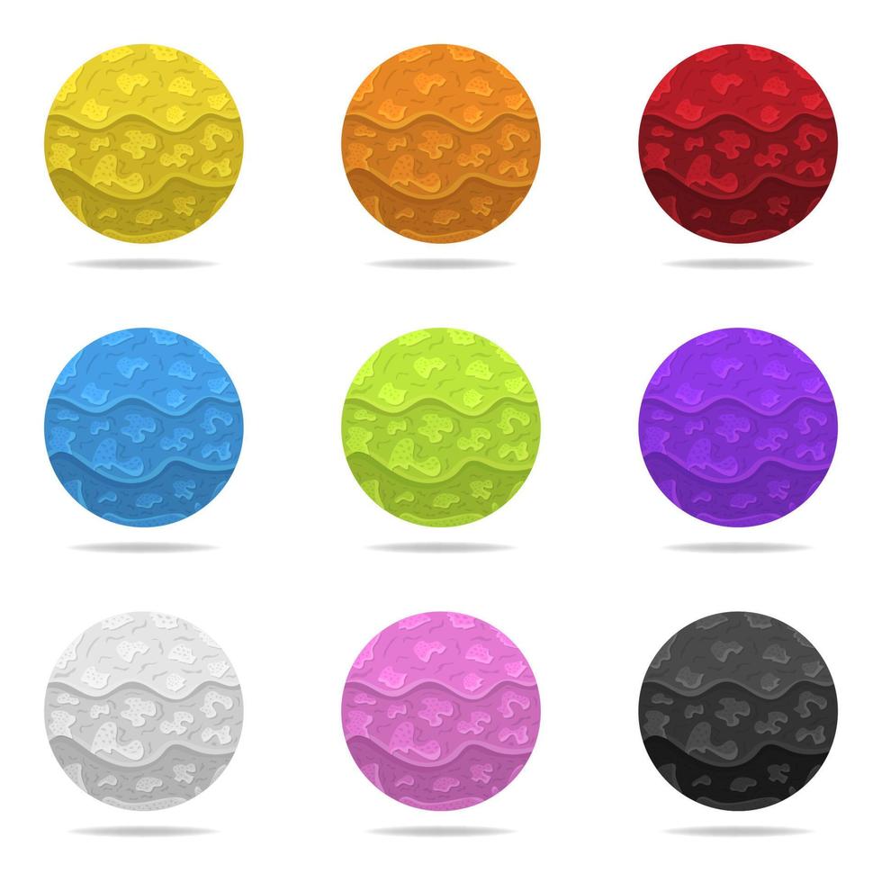 uppsättning vektor färgglada magiska sfärer med skugga. färgade abstrakta bollar. papperseffekt. vektor illustration för din design, webb.