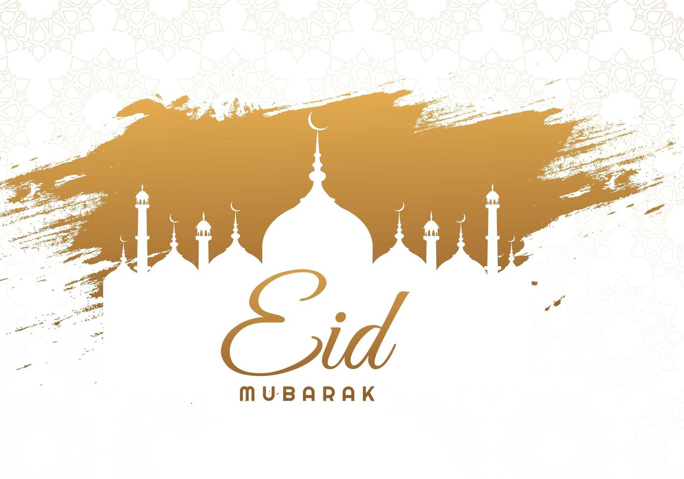 islamischer eid mubarak metallischer goldener hintergrund vektor