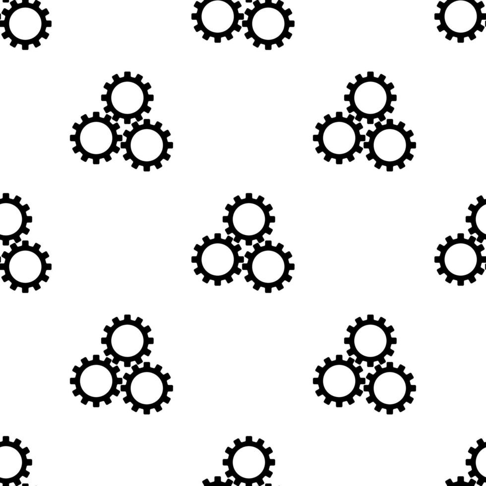 seamless mönster med kugghjulsikonen på vit bakgrund. inställningssymbol. platt stil. vektorillustration för design, webb, omslagspapper, tyg, tapeter vektor