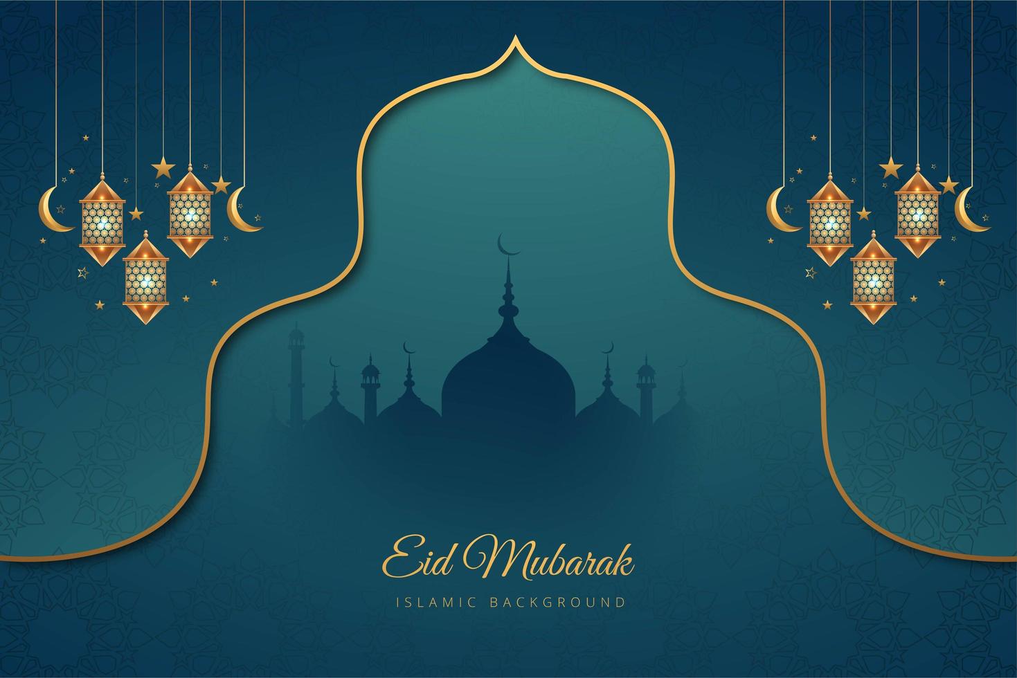 Eid Mubarak Blau und Gold Akzent Urlaub Hintergrund vektor