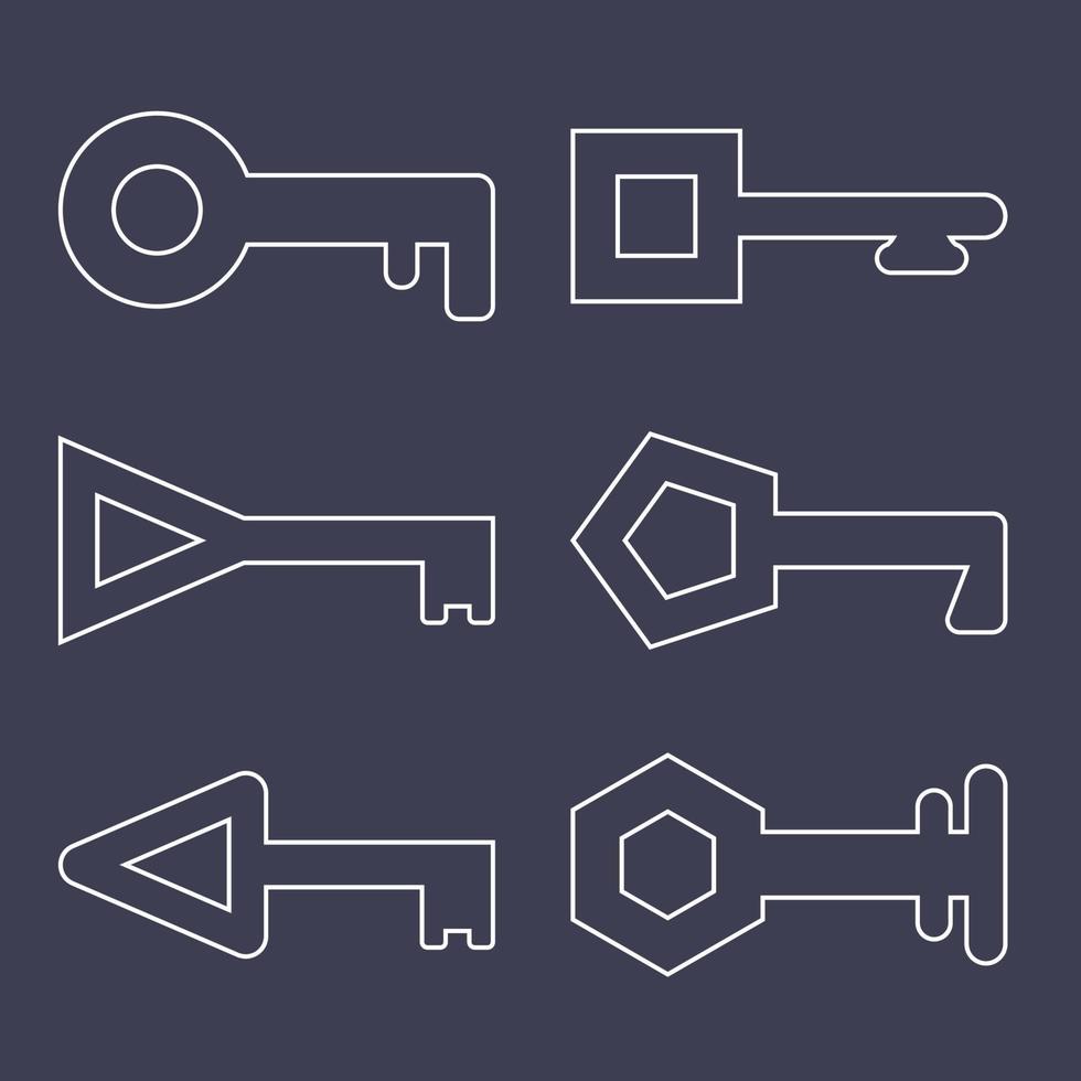 disposition ikoner nycklar som isolerade på mörk bakgrund. vektor illustration.