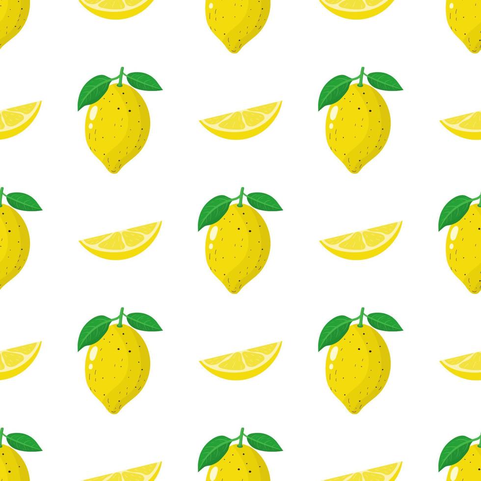 seamless mönster med färska hela, skiva citron frukt på vit bakgrund. vektorillustration för design, webb, omslagspapper, tyg, tapeter vektor