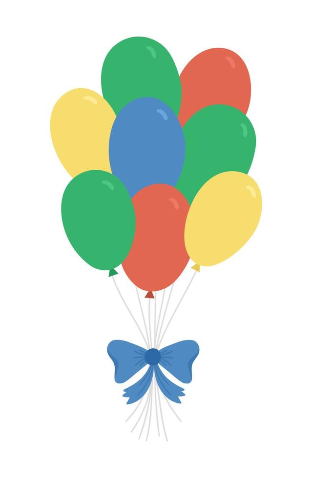 vektor söta gäng ballonger med rosett. rolig födelsedagspresent för kort, affisch, print design. ljusa semester illustration för barn. glada firande ikonen isolerad på vit bakgrund.