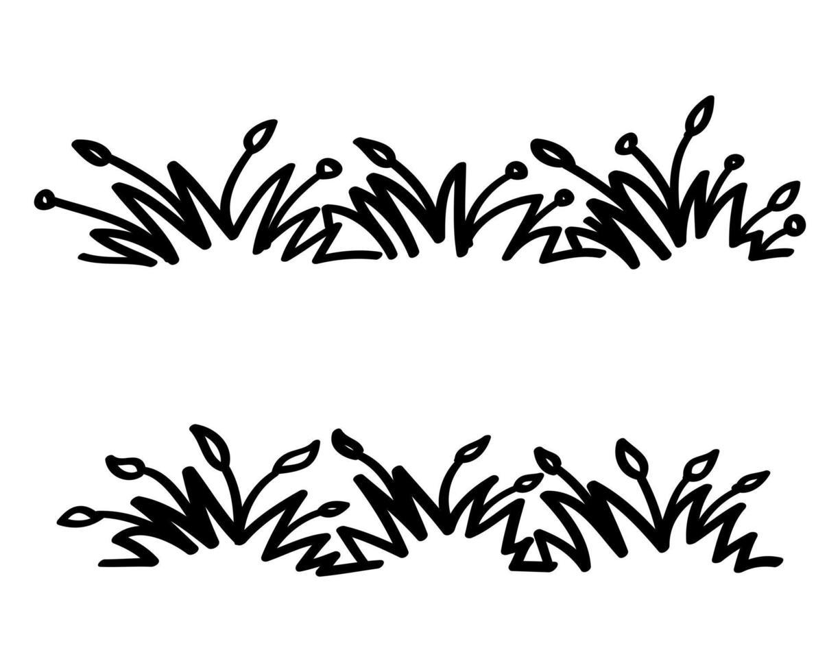 handritad gräs samling doodle stil vektor