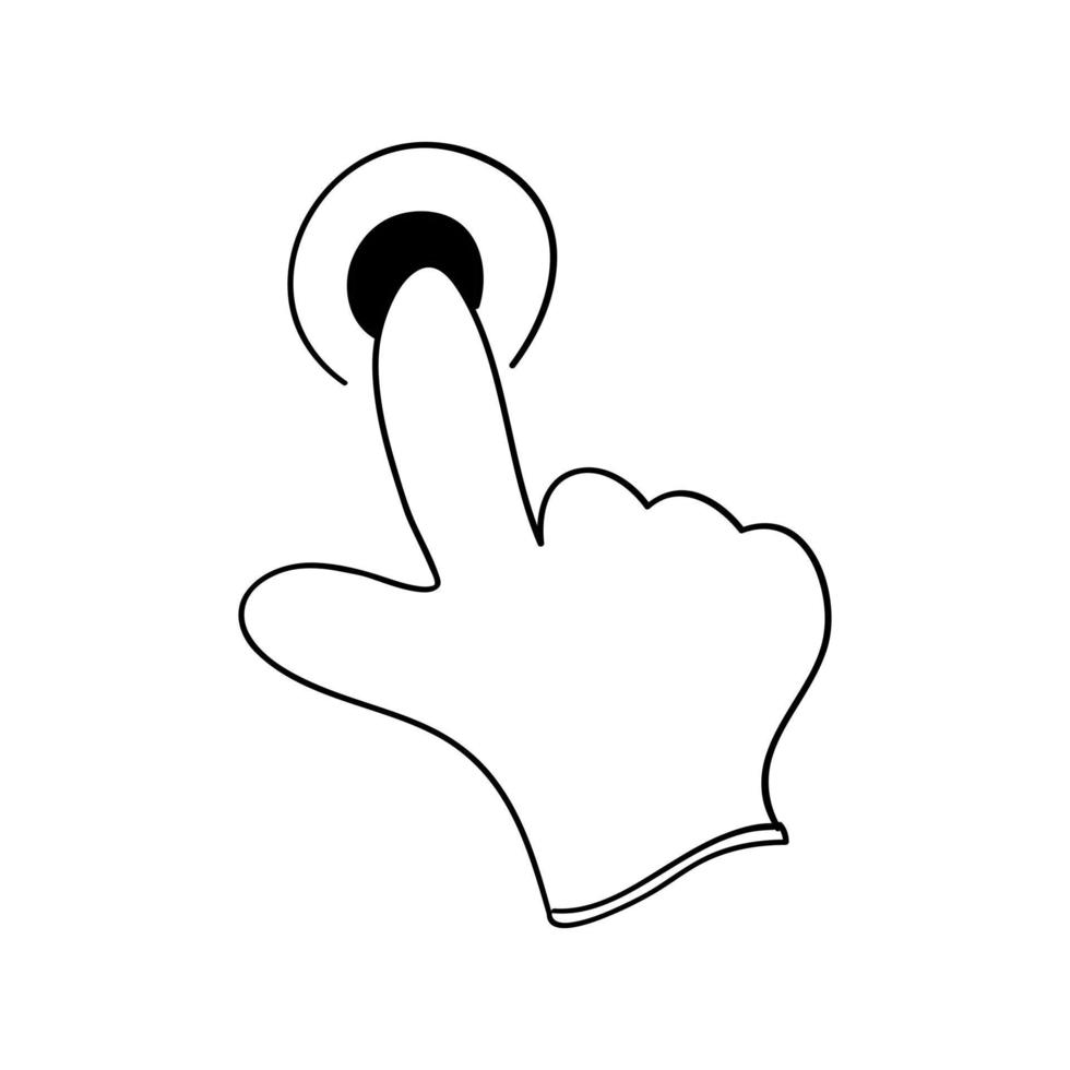 handritad hand pekaren klicka på ikonen i doodle stil vektor