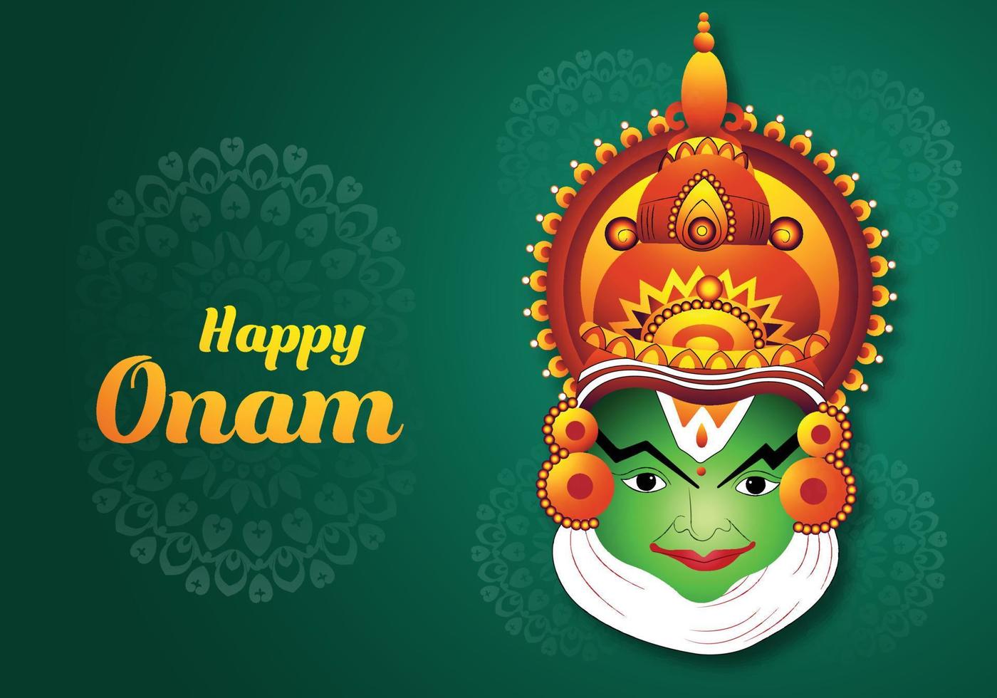 illustration der grußkarte für südindisches festival onam hintergrund vektor