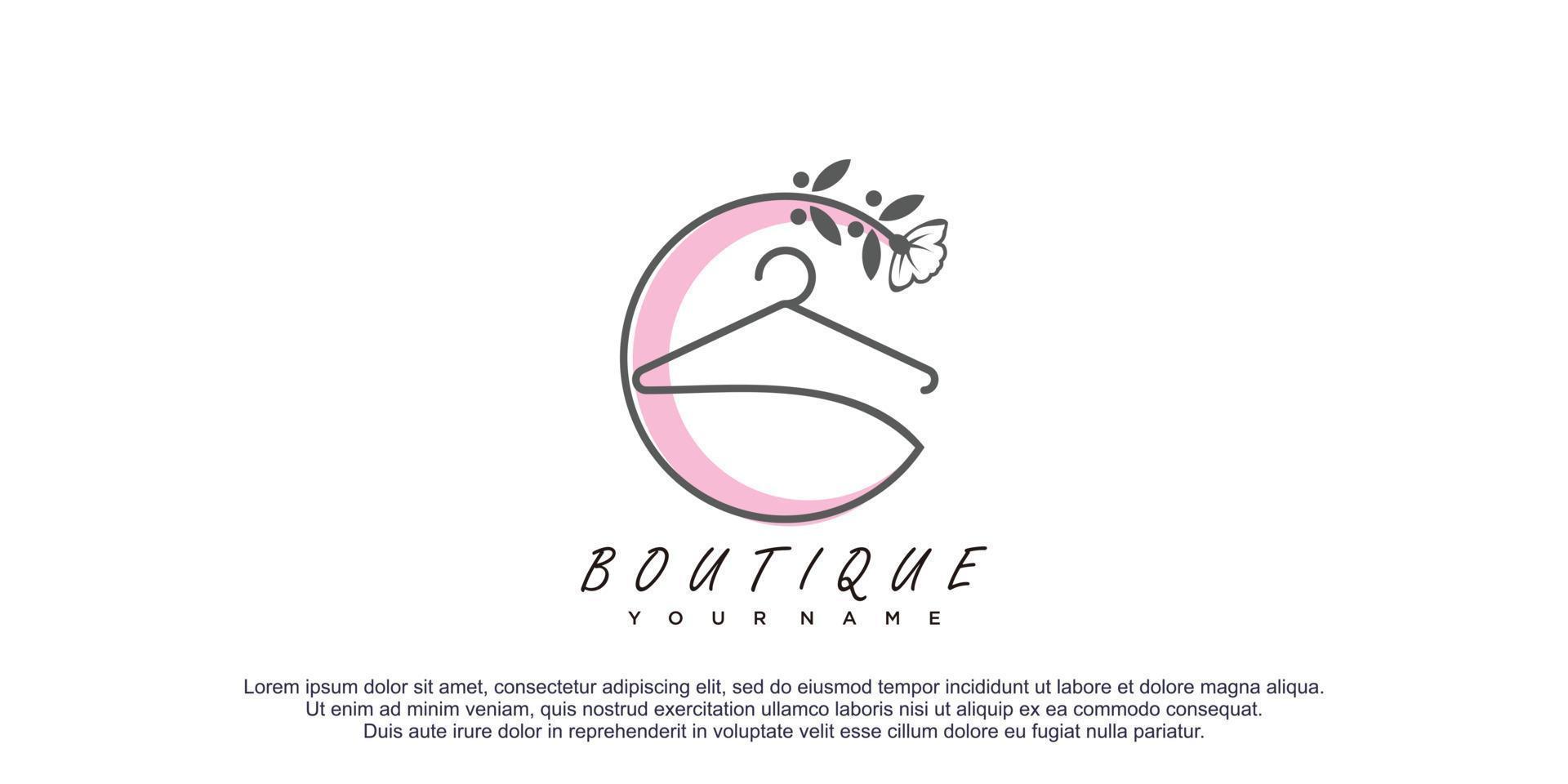 Boutique-Logo mit erstklassigem Vektor der Blumenlinie Kunstillustration