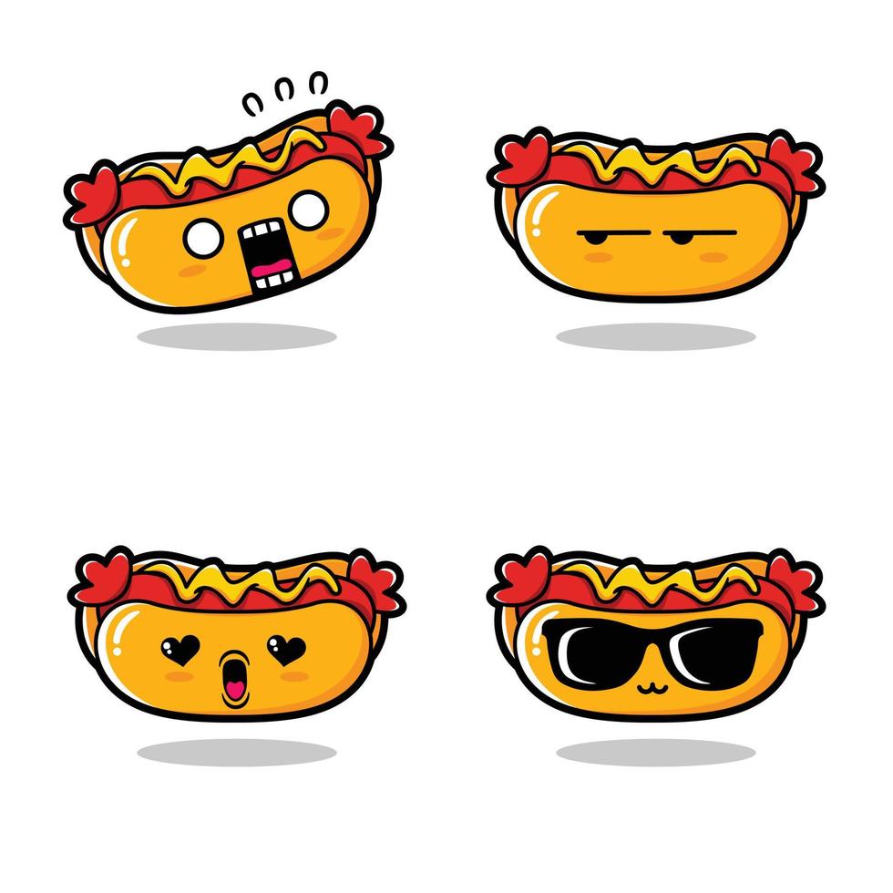 Vektor-Illustration von niedlichen Hot-Dog-Emoji vektor