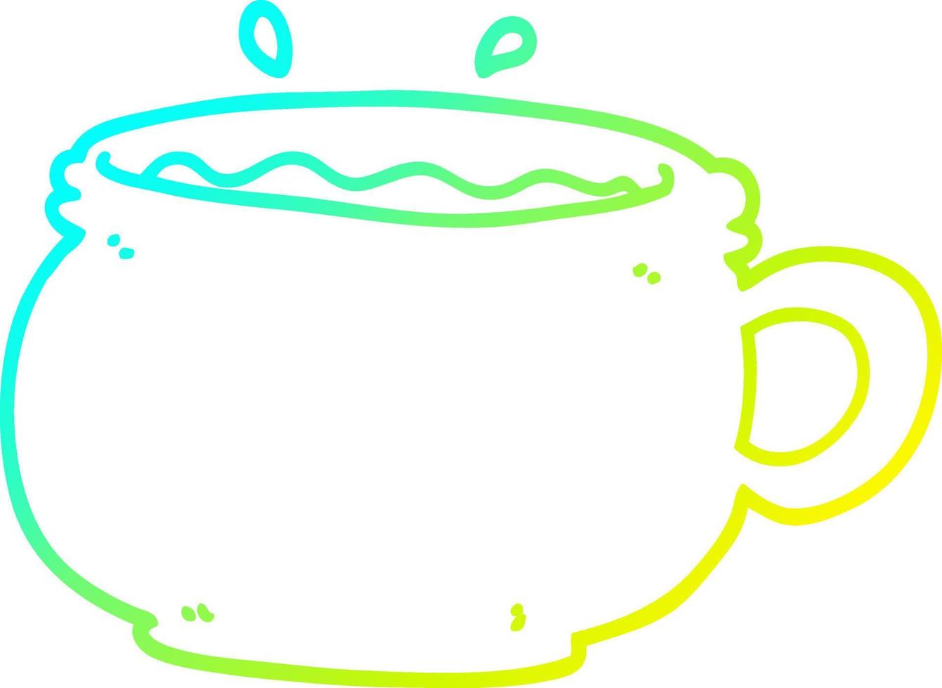Kalte Gradientenlinie Zeichnung Cartoon heiße Tasse Kaffee vektor