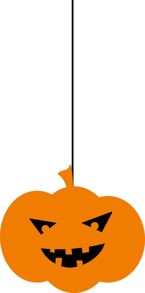 Kürbisorange an einem Seil für Halloween. vektor