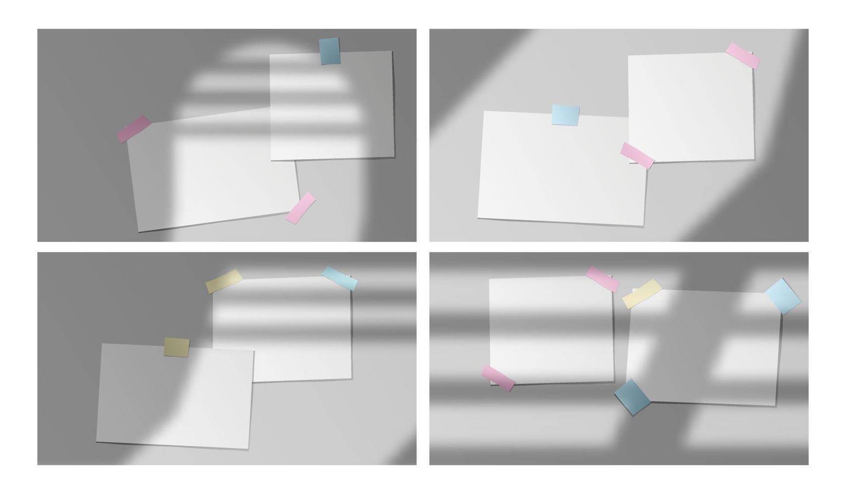 Schatten der Fensterhintergrundüberlagerung mit Memo-Stick-Papier an der Wand vektor