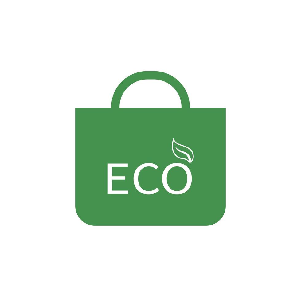 Öko-Einkaufstasche-Symbol. grünes ökologisches Zeichen. Planeten schützen. Vektorillustration für Design. vektor