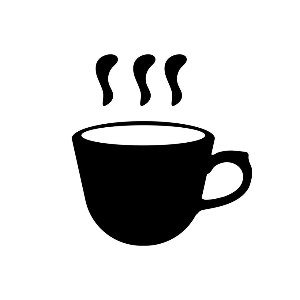 svart siluett av kaffe eller tekopp. enkel ikon. vektor illustration för design.