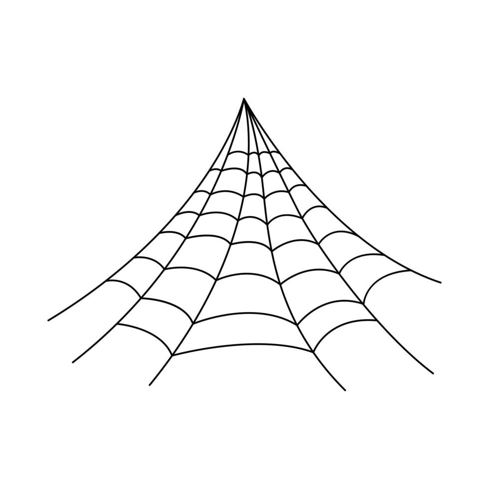 hängendes Spinnennetz isoliert auf weißem Hintergrund. Halloween-Spinnennetz-Element. Spinnennetz-Linienstil. Vektorillustration für jedes Design. vektor