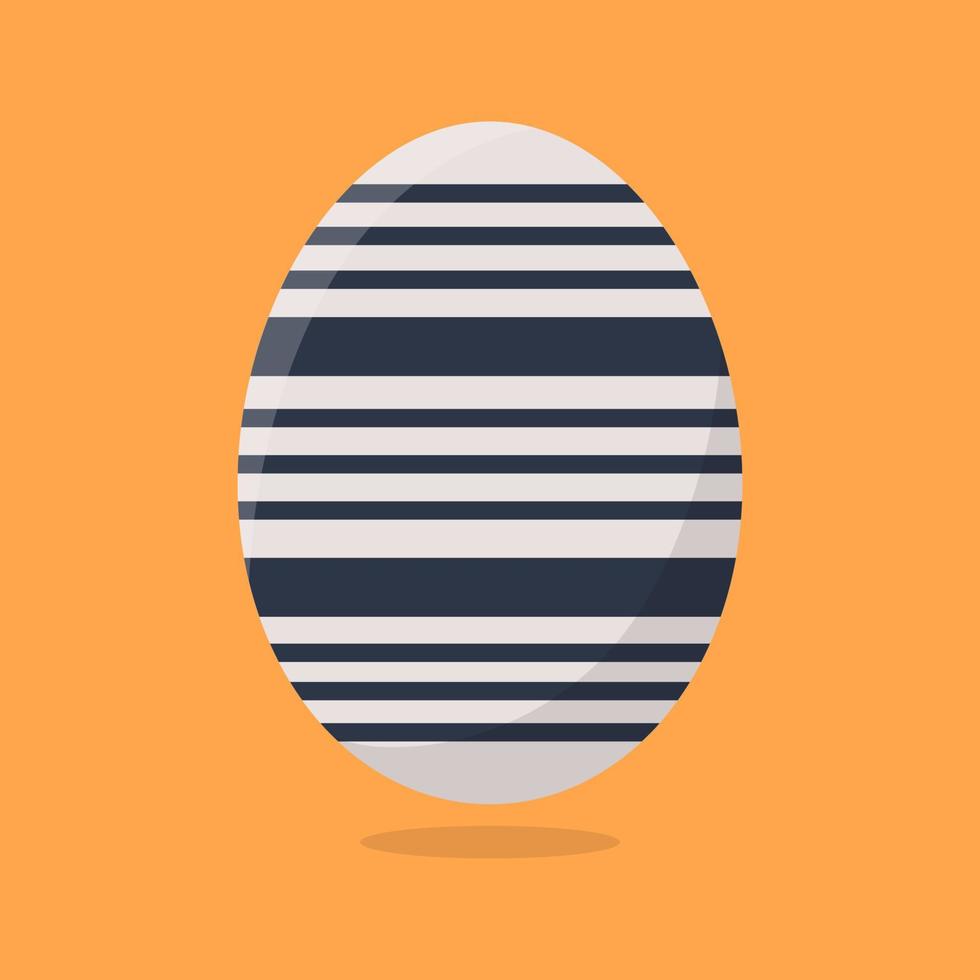 Vektor-Osterei auf orangem Hintergrund isoliert. buntes Ei mit Streifenmuster. flacher Stil. für Grußkarten, Einladungen. vektorillustration für ihr design, web. vektor