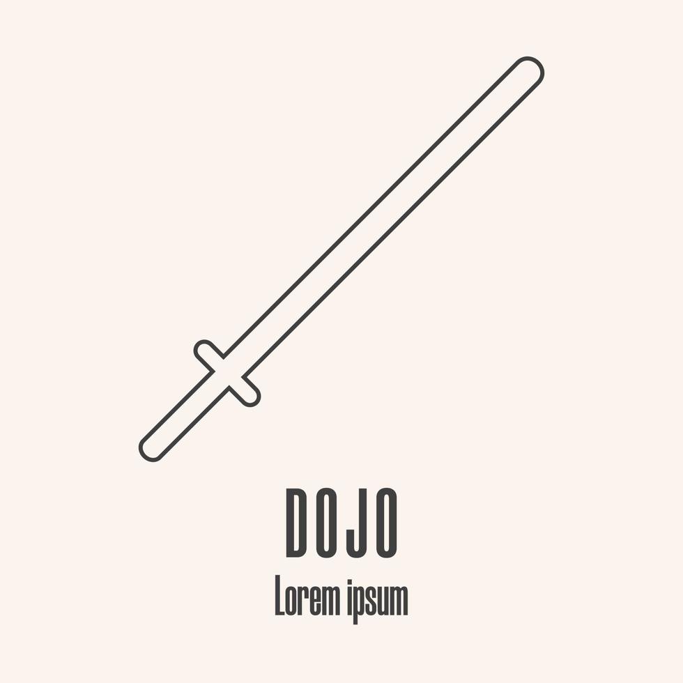 linje stilikon av ett bambu svärd. dojo logotyp. ren och modern vektorillustration. vektor