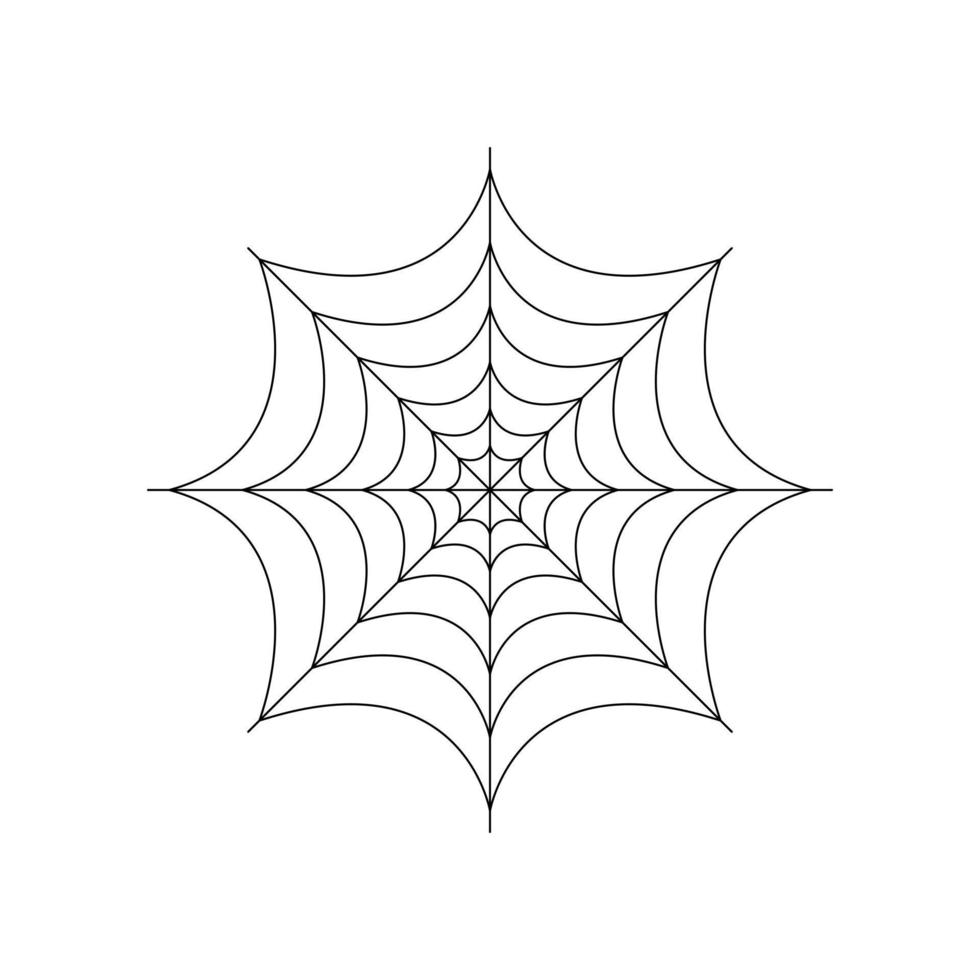 rundes ganzes Spinnennetz isoliert auf weißem Hintergrund. Halloween-Spinnennetz-Element. Spinnennetz-Linienstil. Vektorillustration für jedes Design. vektor