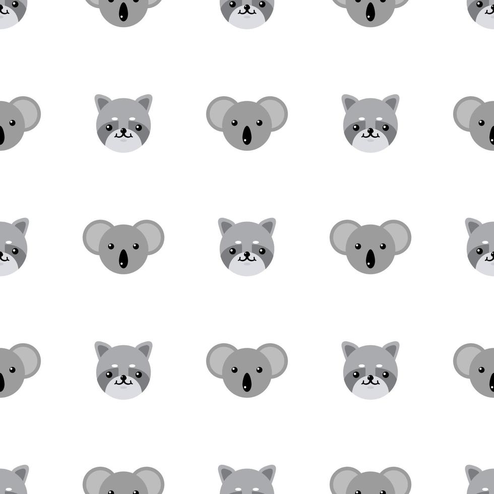 nahtloses muster mit niedlichem koala und waschbär. vektorillustration für design, web, verpackungspapier, stoff, tapete. vektor
