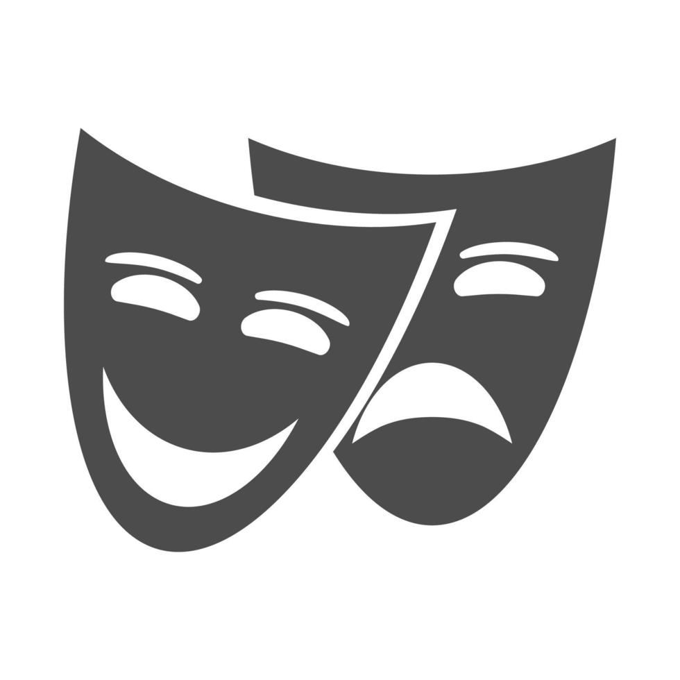Theatermasken isoliert auf weißem Hintergrund. Theaterlogo, Symbol. Vektorillustration für Ihr Design. vektor