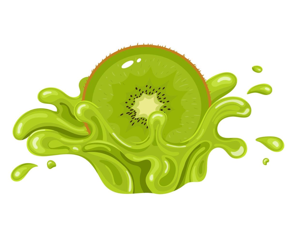 kiwi juice. färsk kiwifruktstänk isolerad på vit bakgrund. vektor illustration för någon design.