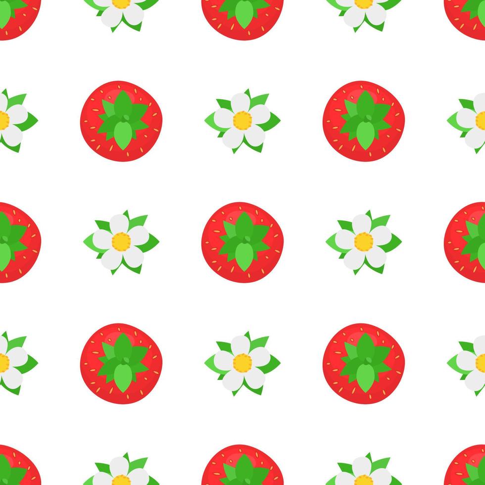 seamless mönster med färska ljusa exotiska hela jordgubbar vy från ovan på vit bakgrund. sommarfrukter för en hälsosam livsstil. ekologisk frukt. tecknad stil. vektor illustration för någon design.
