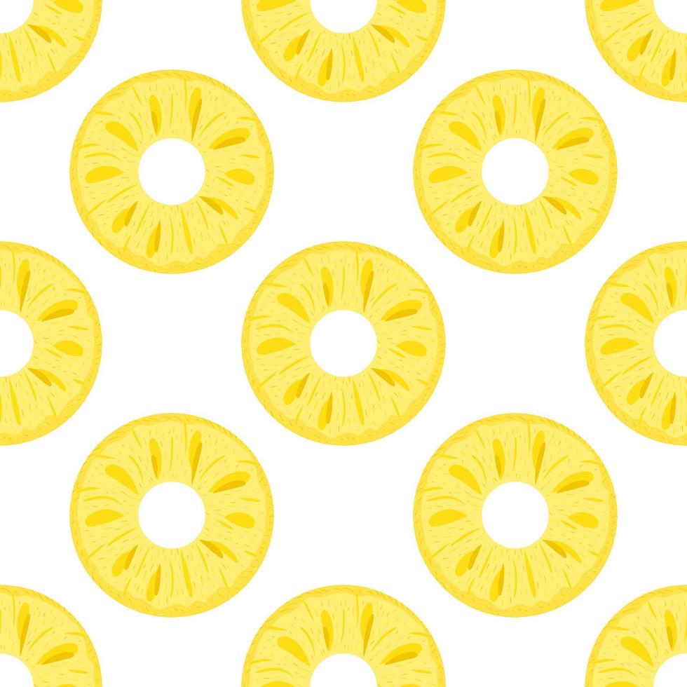 seamless mönster med färska skurna ringar ananas frukt på vit bakgrund. sommarfrukter för en hälsosam livsstil. ekologisk frukt. tecknad stil. vektor illustration för någon design.