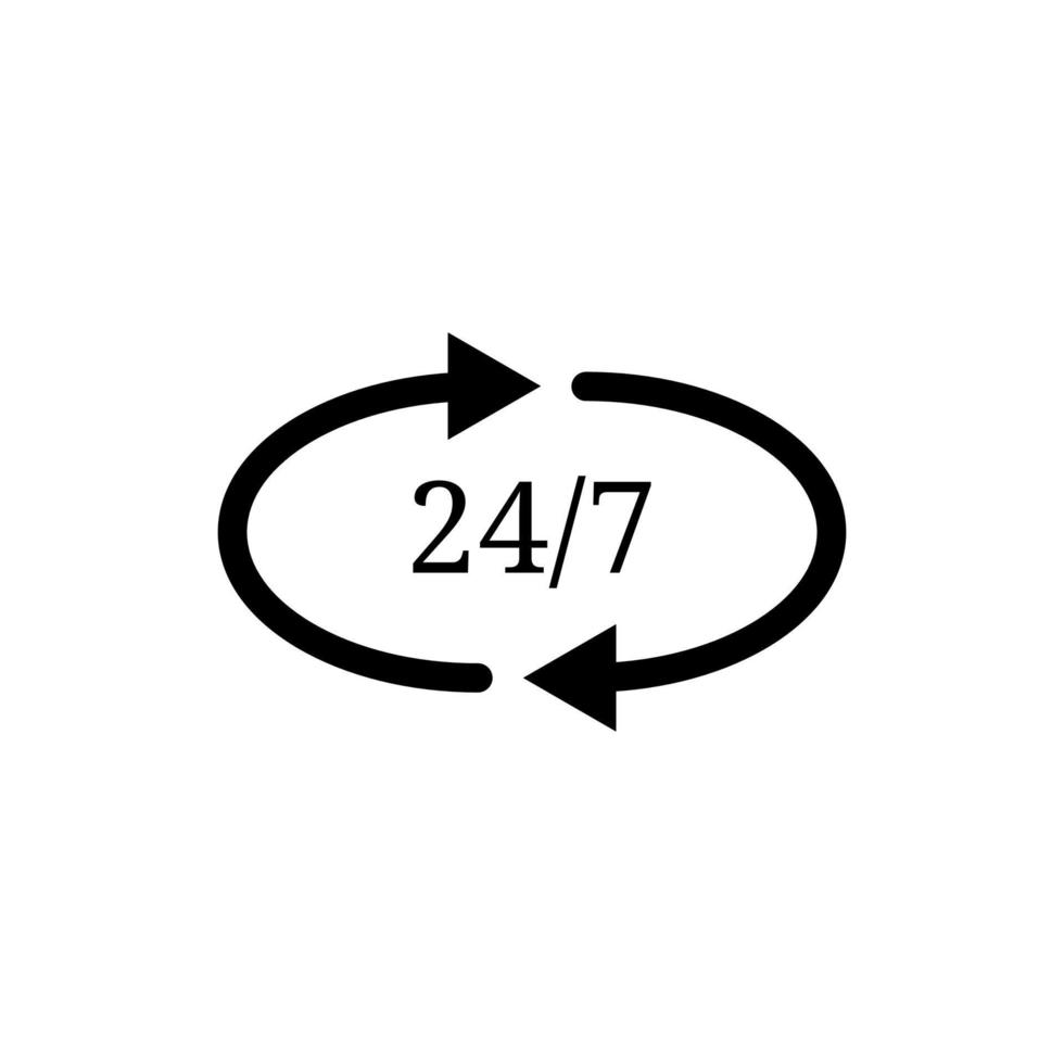 247 einfaches Symbol. Service 24 Stunden am Tag und 7 Tage die Woche geöffnet. vektorillustration für design, web, app, infografik. vektor