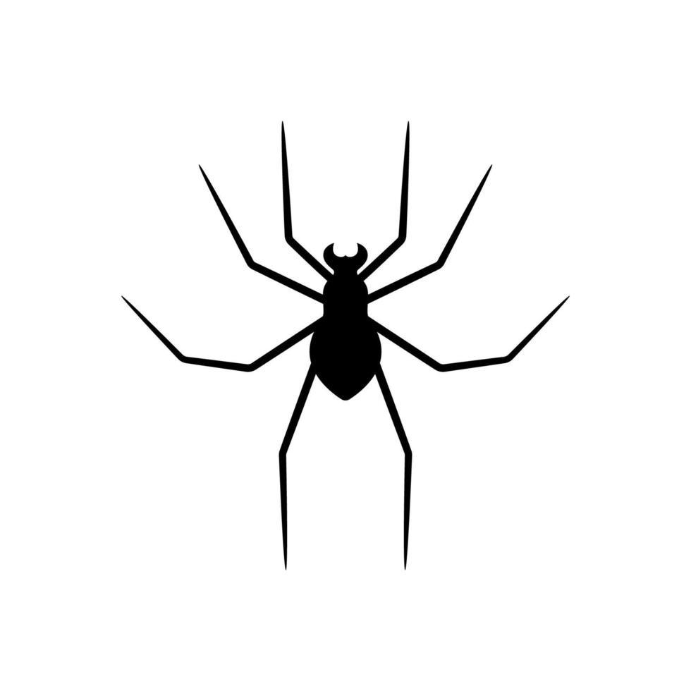 schwarze Silhouette der Spinne isoliert auf weißem Hintergrund. halloween dekoratives element. Vektorillustration für jedes Design vektor