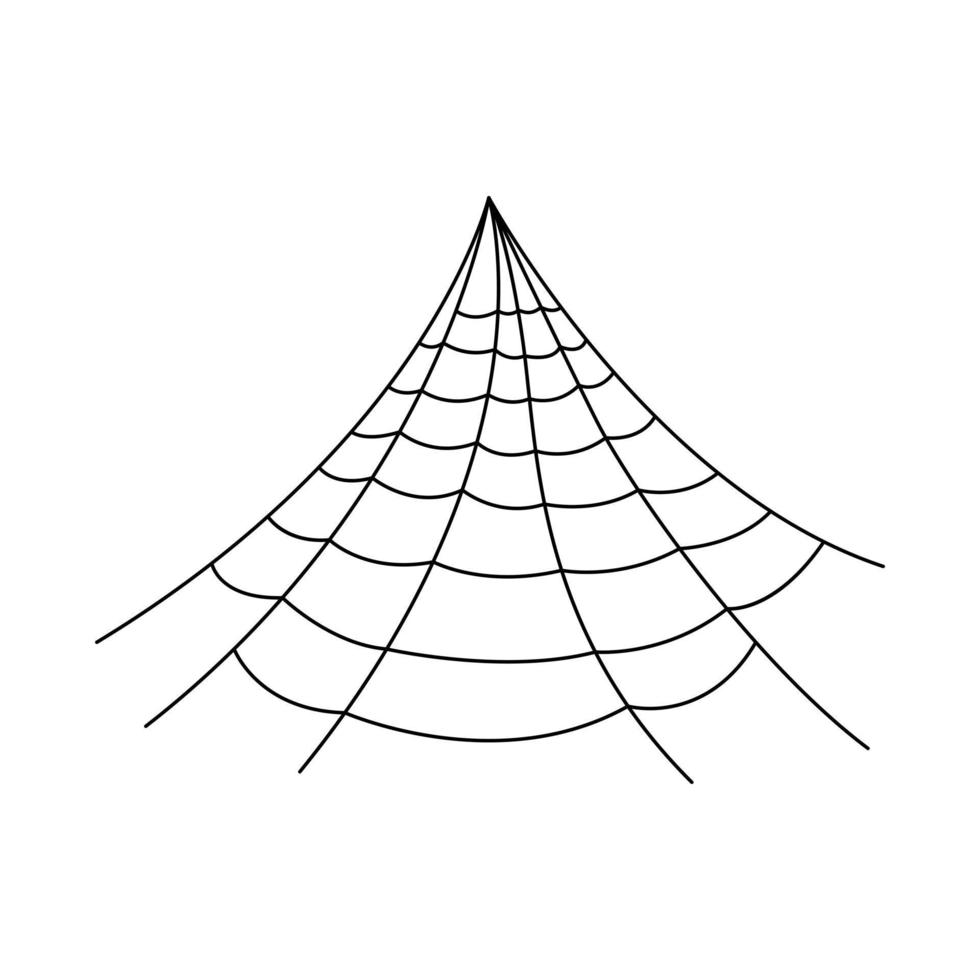 hängande spindelnät isolerad på vit bakgrund. halloween spindelnät element. spindelnät linje stil. vektor illustration för någon design.