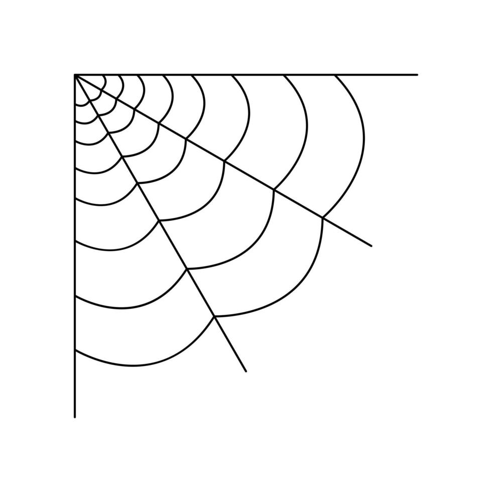 Viertel Spinnennetz isoliert auf weißem Hintergrund. Halloween-Spinnennetz-Element. Spinnennetz-Linienstil. Vektorillustration für jedes Design. vektor