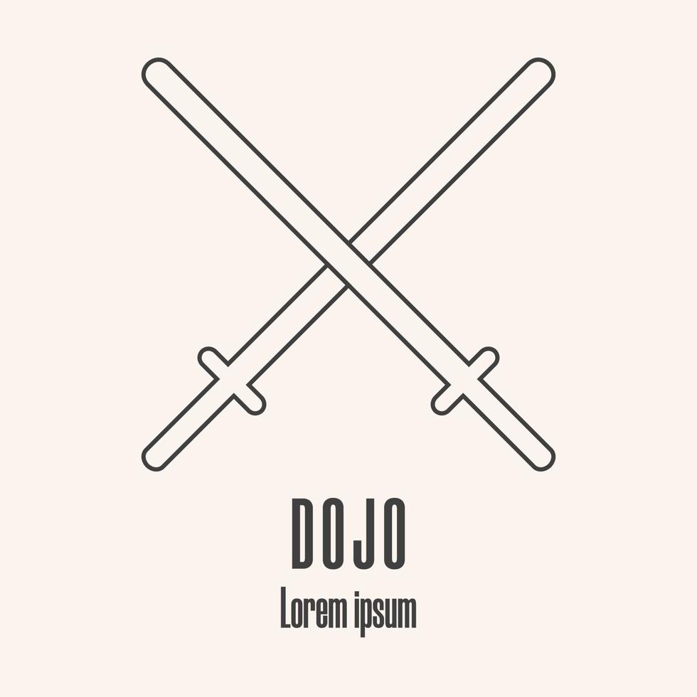 linje stilikon av ett bambu svärd. dojo logotyp. ren och modern vektorillustration. vektor