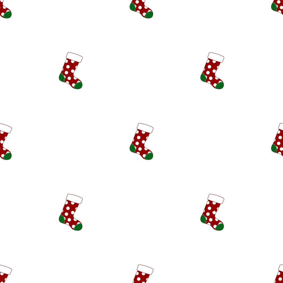 nahtloses Muster mit Weihnachtssocken auf weißem Hintergrund. rotgrüne Socke. Vektor-Illustration. vektor