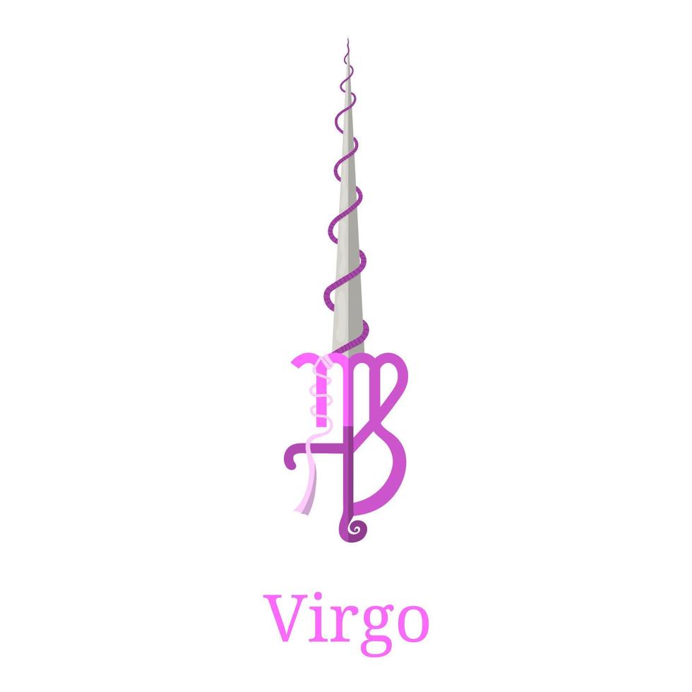 virgo svärd. stjärntecken. platt tecknad zodiakal vapen. ett av 12 zodiakvapen. vektor astrologiska, horoskop tecken. vektor illustration isolerad på vit bakgrund