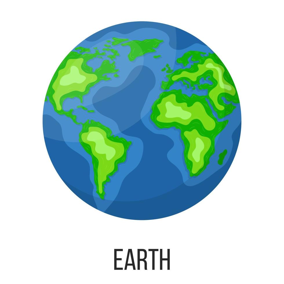 jorden planet isolerad på vit bakgrund. planet i solsystemet. tecknad stil vektorillustration för alla mönster. vektor