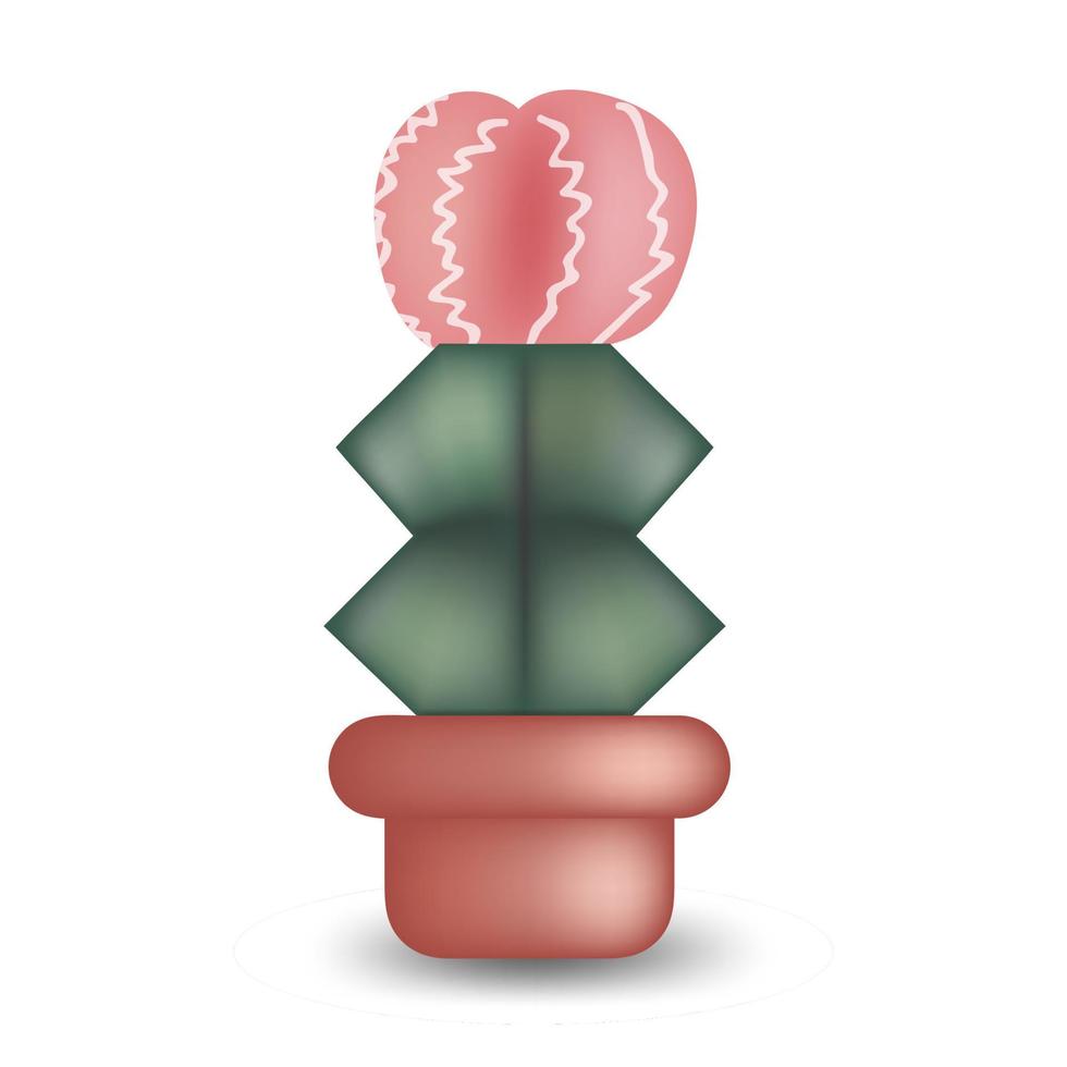 grüner Kaktus im Topf isoliert auf weißem Hintergrund. Gymnocalycium. Vektor-Illustration. vektor