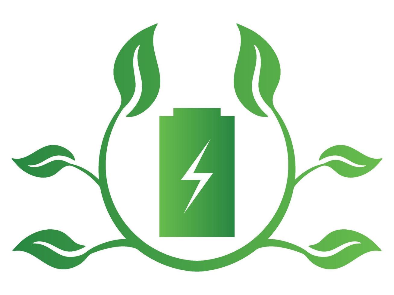 Ökologiekonzept mit Batteriesymbol und Blättern. Energie sparen Symbol Zeichen Symbol. Recycling-Logo. Vektorillustration für jedes Design. vektor
