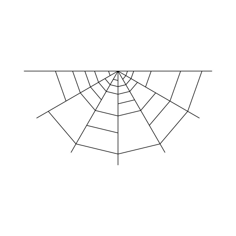 halbes Spinnennetz isoliert auf weißem Hintergrund. Halloween-Spinnennetz-Element. Spinnennetz-Linienstil. Vektorillustration für jedes Design. vektor