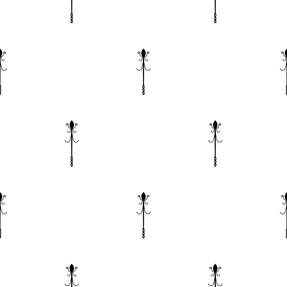 Nahtloses Muster mit schwarzem Zauberstab-Symbol auf weißem Hintergrund. Zauberstab, Zepter, Stock, Stab. vektorillustration für design, web, verpackungspapier, stoff, tapete. vektor