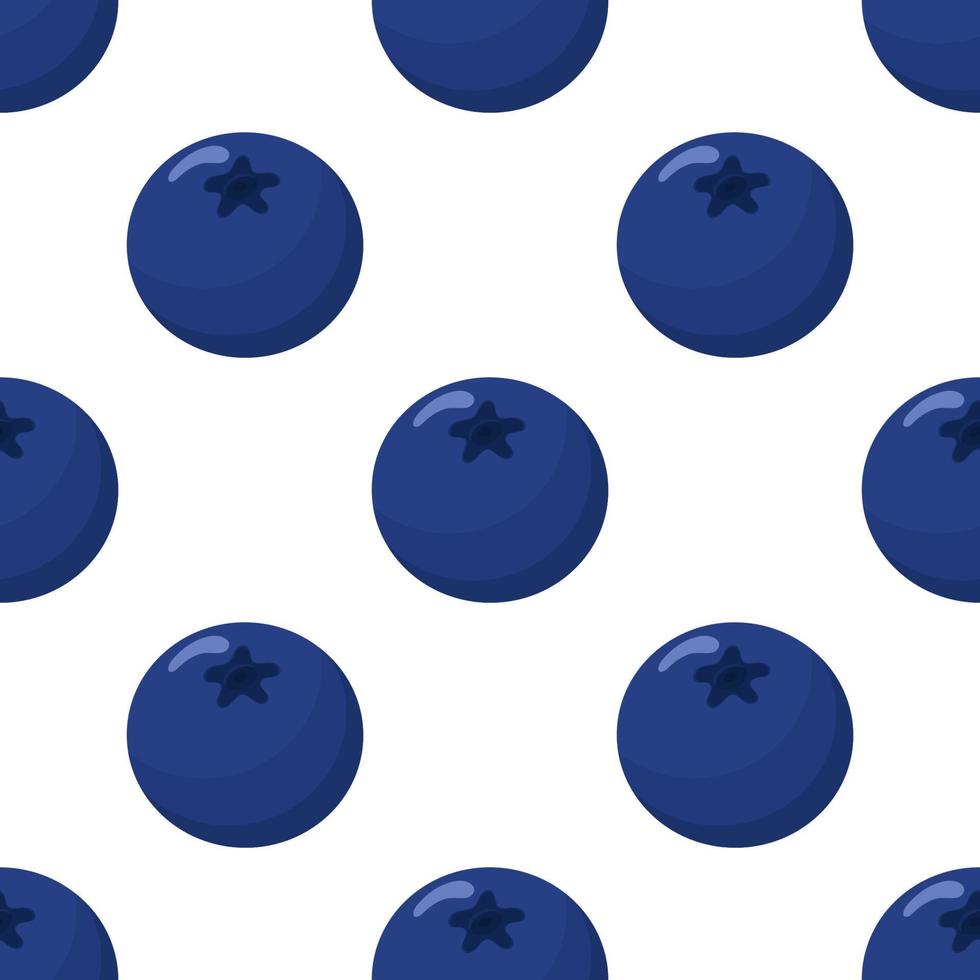 Nahtloses Muster mit frischen hellen exotischen Blaubeeren auf weißem Hintergrund. sommerfrüchte für einen gesunden lebensstil. Bio-Obst. Cartoon-Stil. Vektorillustration für jedes Design. vektor