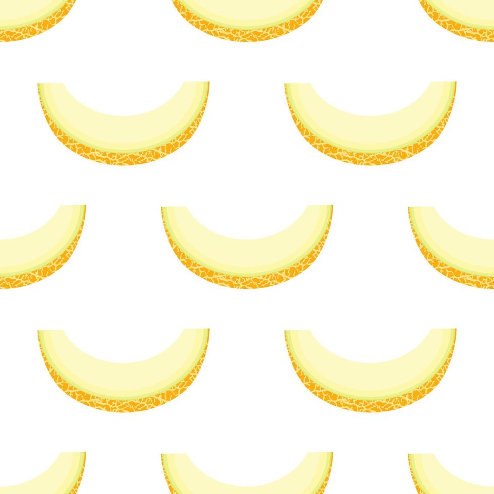nahtloses muster mit frisch geschnittener melonenfrucht auf weißem hintergrund. Honigmelone. sommerfrüchte für einen gesunden lebensstil. Bio-Obst. Cartoon-Stil. Vektorillustration für jedes Design. vektor